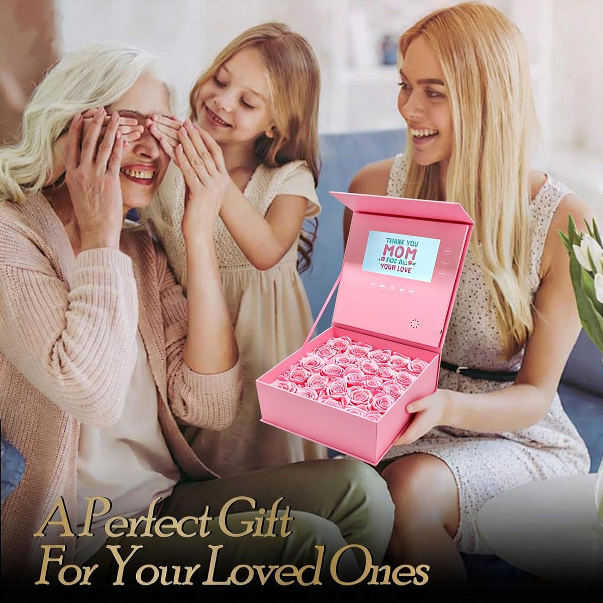 Zenvra Preserved Rose Memory Box with 7" LCD Display